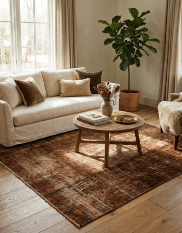 5' 1 x 5' 2 Hand Knotted Ultra Vintage Persian Wool Square Rug