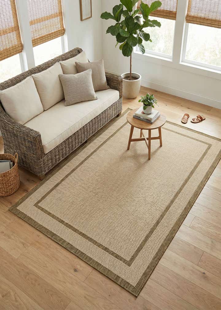 5' 3 x 8' Easy-Clean Border Indoor / Outdoor Rug