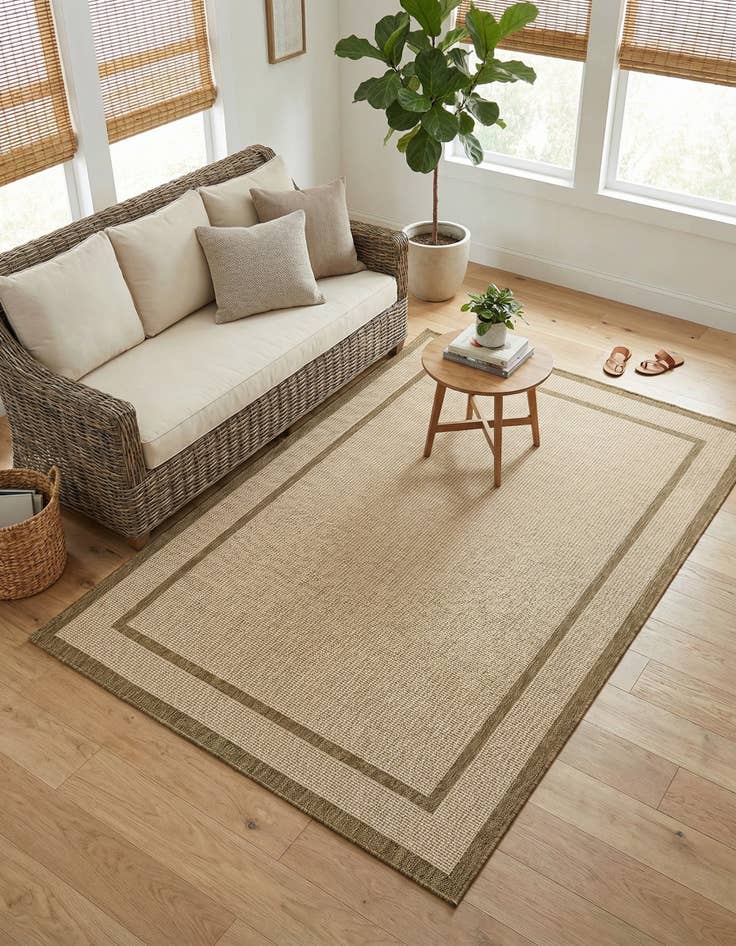 Detail image of 5' 3 x 8'  Washable Border Indoor / Outdoor Rug