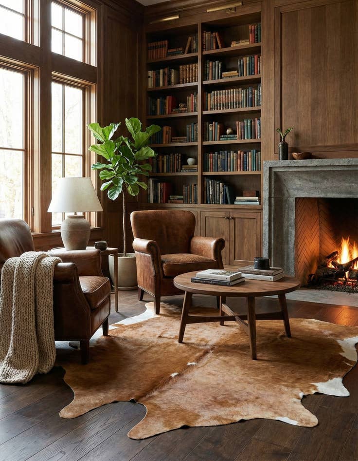 Detail image of 6' 5 x 6' 7 Cowhide Leather Square Rug