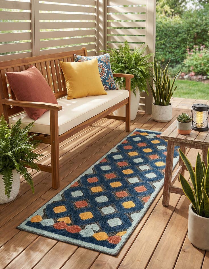 Detail image of 2' x 6'  Washable Belize Indoor / Outdoor Runner Rug