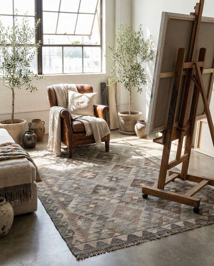 4' 2 x 6' Hand Woven Kilim Maymana Wool Rug