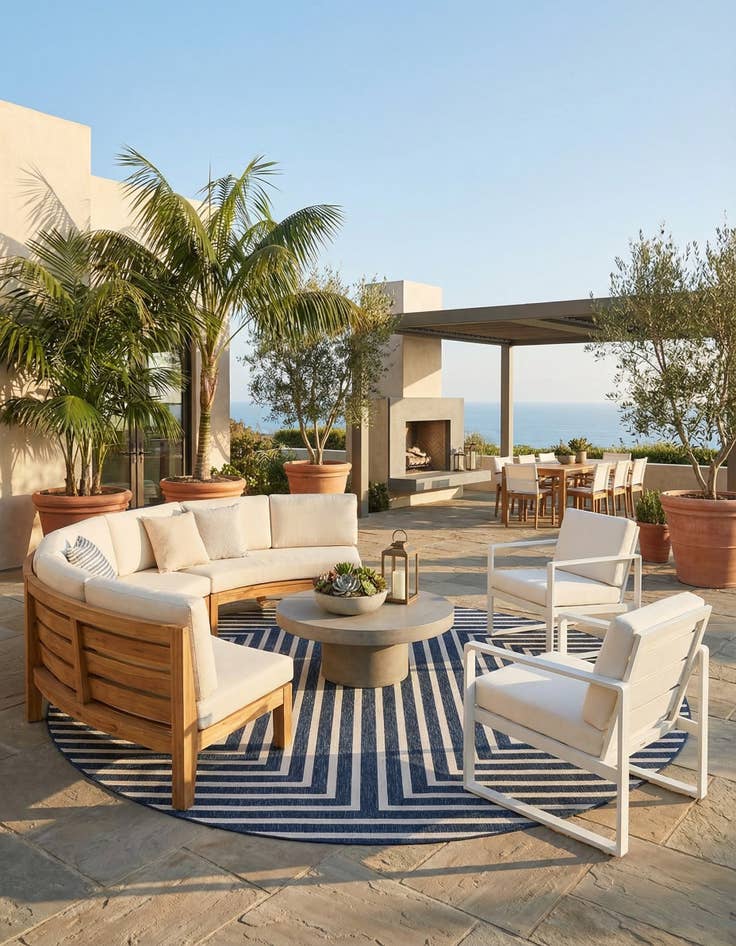 Detail image of 13' x 13'  Washable Modern Indoor / Outdoor Round Rug