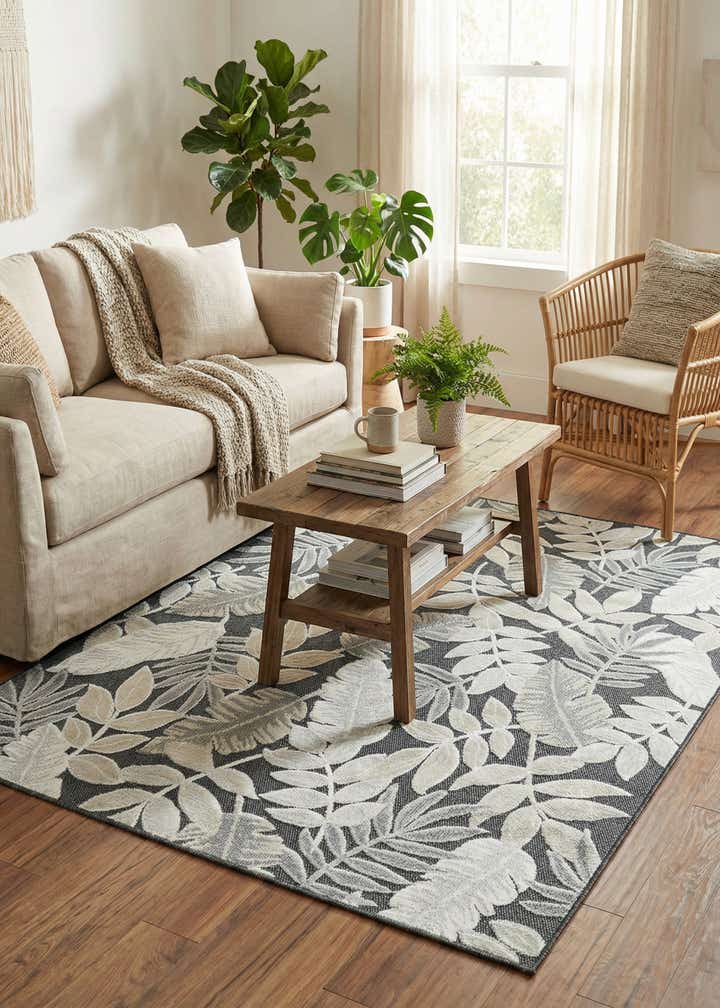 4' 5 x 6' Easy-Clean Botanical Indoor / Outdoor Rug
