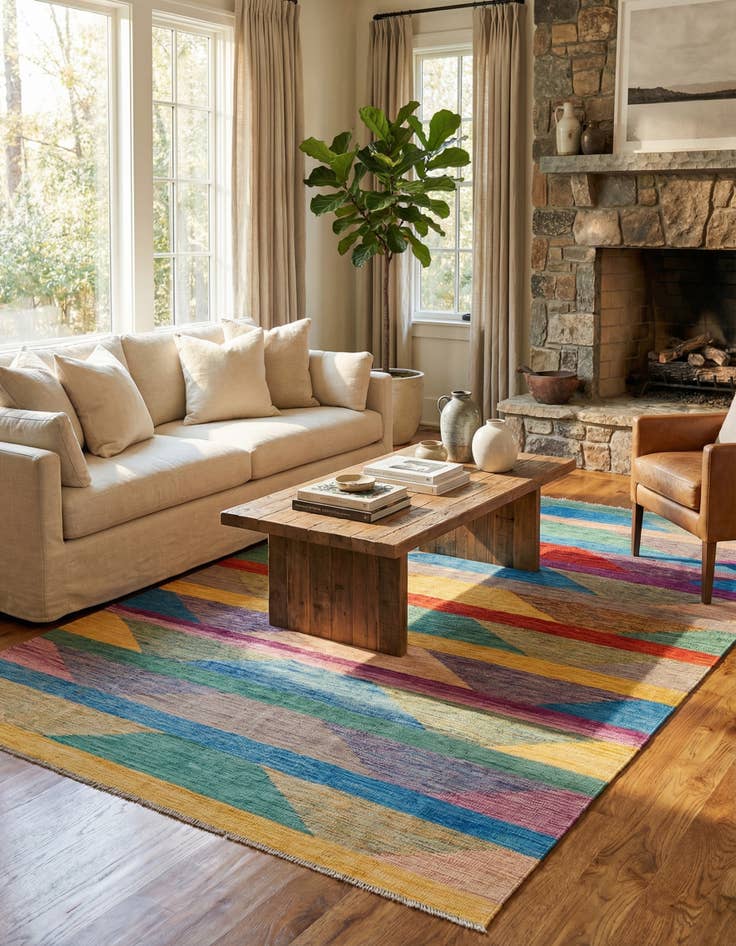 Detail image of 6' 5 x 10'  Hand Woven Kilim Modern Wool Rug