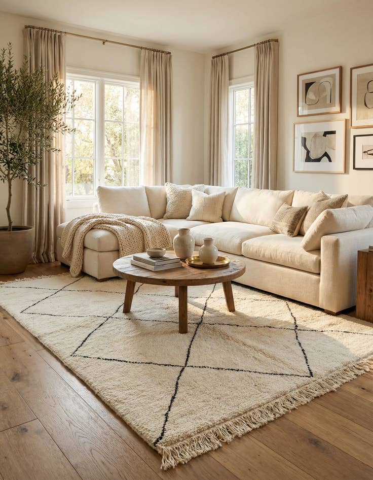 Detail image of 6' 7 x 8' 5  Hand Knotted Moroccan Wool Rug