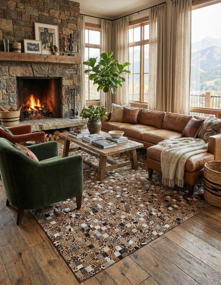 Detail image of 8' x 10' Cowhide Leather Rug