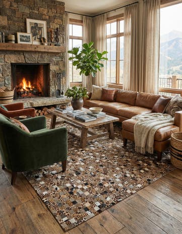 8' x 10' Cowhide Leather Rug