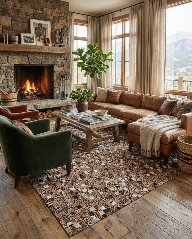 Detail image of 8' x 10' Cowhide Leather Rug