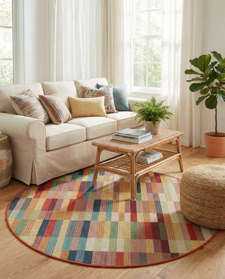 6' 1 x 6' 1 Easy-Clean Baja Indoor / Outdoor Round Rug