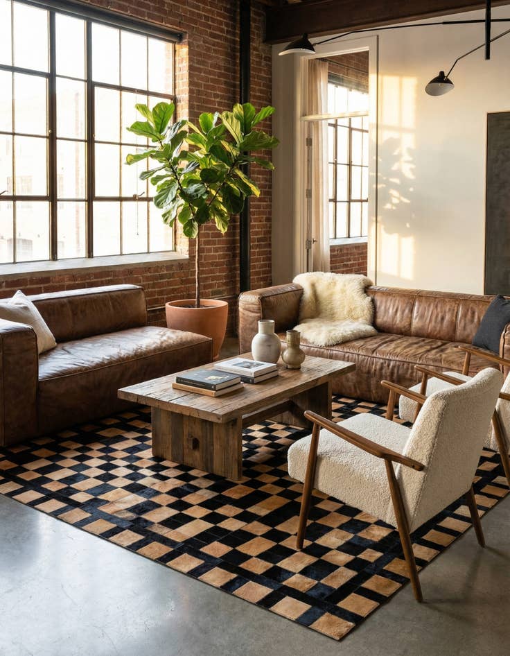 Detail image of  5' 1 x 8' Cowhide - Patchwork Rug