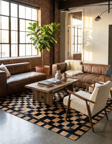 5' 1 x 8' Cowhide - Patchwork Rug