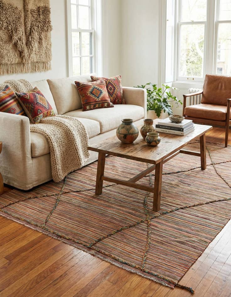 Detail image of 5' 9 x 8' 1  Hand Knotted Moroccan Wool Rug