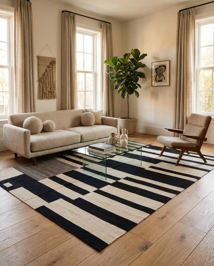 Detail image of 5' 7 x 7' 7 Hand Woven Kilim Modern Wool Rug