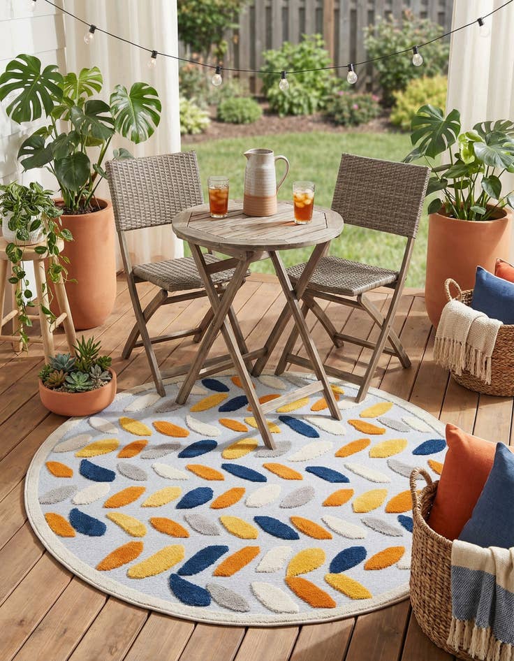 Detail image of 5' 3 x 5' 3  Washable Aruba Indoor / Outdoor Round Rug