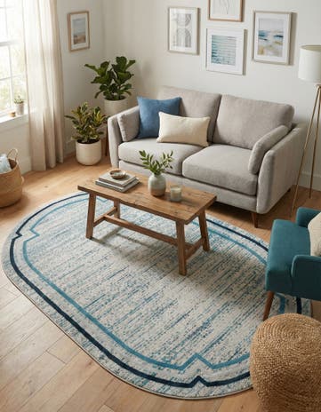 Blue Oasis Oval Rug
