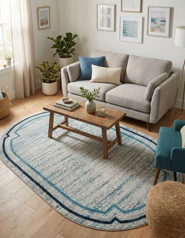 Blue Oasis Oval Rug
