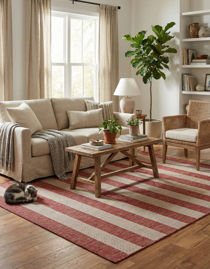 Detail image of 7' x 10'  Washable Striped Indoor / Outdoor Rug