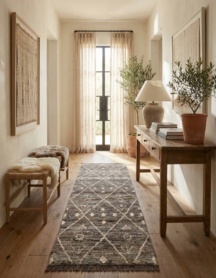 Detail image of 3' x 9' 5  Hand Knotted Moroccan Wool Runner Rug