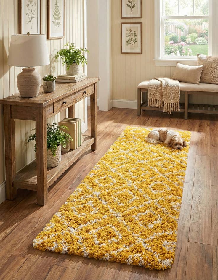 Detail image of  2' x 5' Lattice Shag Runner Rug