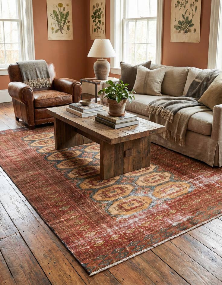 Detail image of  4' 1 x 5' 9  Hand Knotted Ultra Vintage Persian Wool Rug