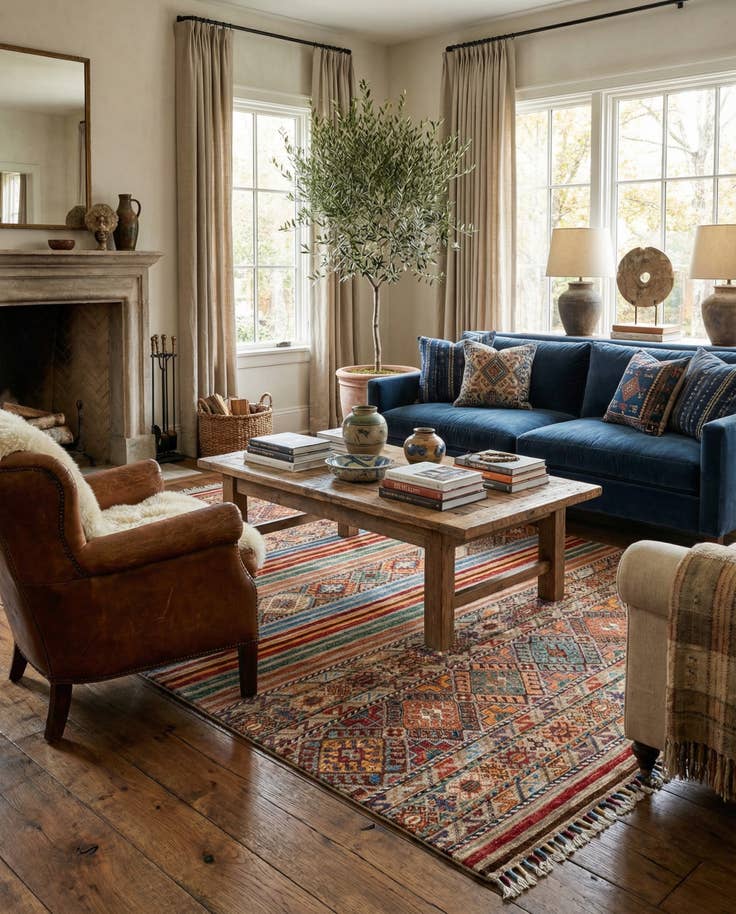 Detail image of 4' 9 x 6' 6 Torkman Wool Rug