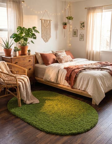3' x 5' 3 Solid Shag Oval Rug