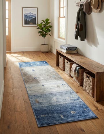 Blue Gray Gabbeh Runner Rug