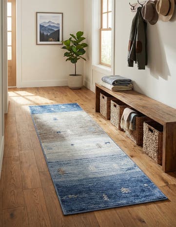 Blue Gray Gabbeh Runner Rug