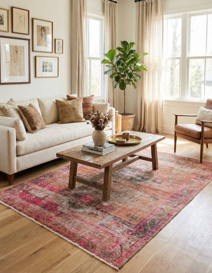 Detail image of  5' x 6'  Hand Knotted Ultra Vintage Persian Wool Rug