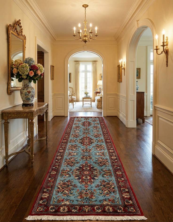 Detail image of  2' 8 x 12' 11  Hand Knotted Qom Persian Runner Rug