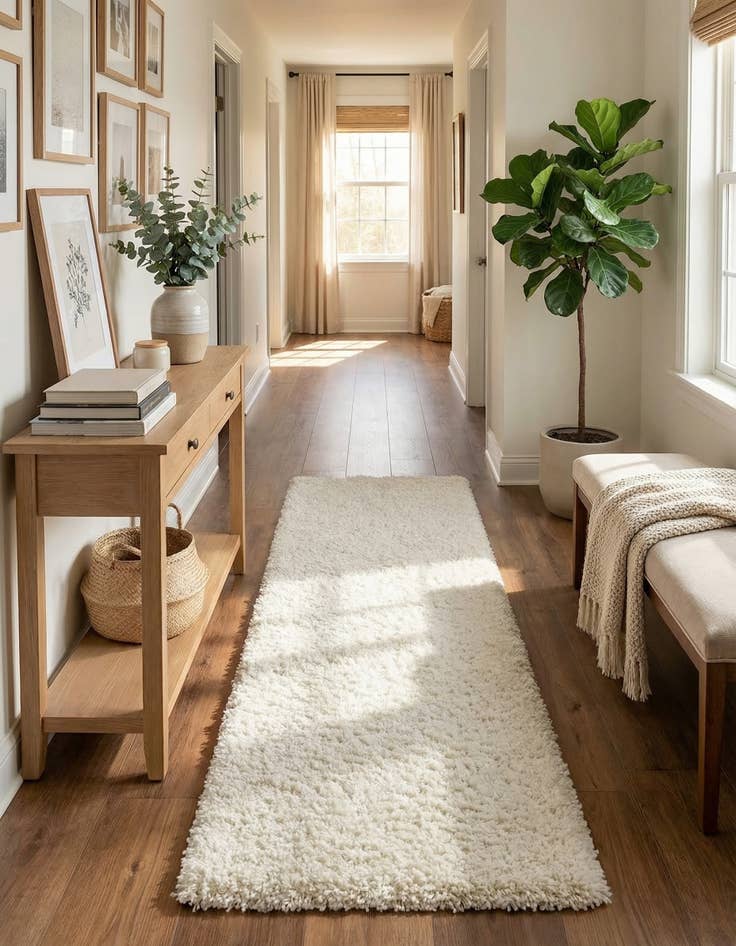 Detail image of 2' 7 x 10' Solid Shag Runner Rug