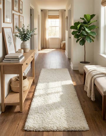 2' 7 x 10' Solid Shag Runner Rug