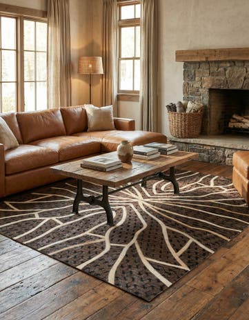 5' 2 x 8' Cowhide Leather Rug