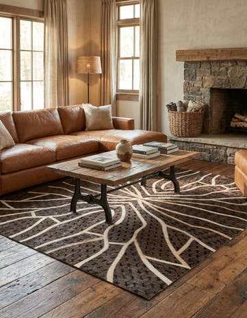 5' 2 x 8' Cowhide Leather Rug