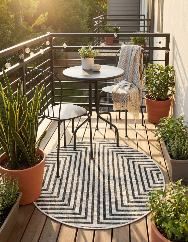 Detail image of  3' x 3'  Washable Modern Indoor / Outdoor Round Rug