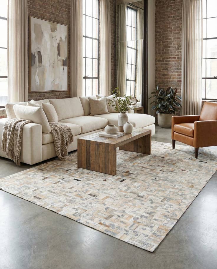 Detail image of 4' 11 x 8' 1 Cowhide Stocks Rug
