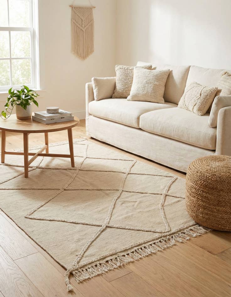 Detail image of  3' 5 x 4' 9  Hand Knotted Moroccan Wool Rug