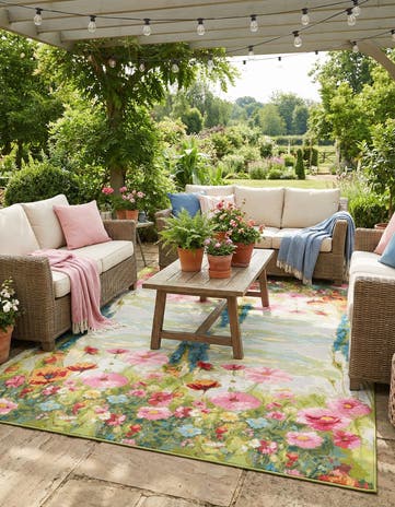 8' x 10' Easy-Clean Botanical Indoor / Outdoor Rug