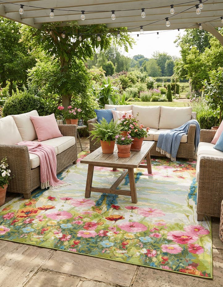 8' x 10' Easy-Clean Botanical Indoor / Outd...