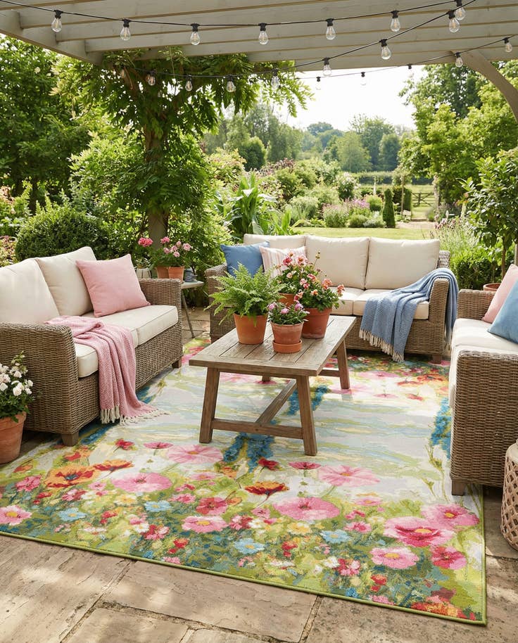 Detail image of 8' x 10' Easy-Clean Botanical Indoor / Outdoor Rug