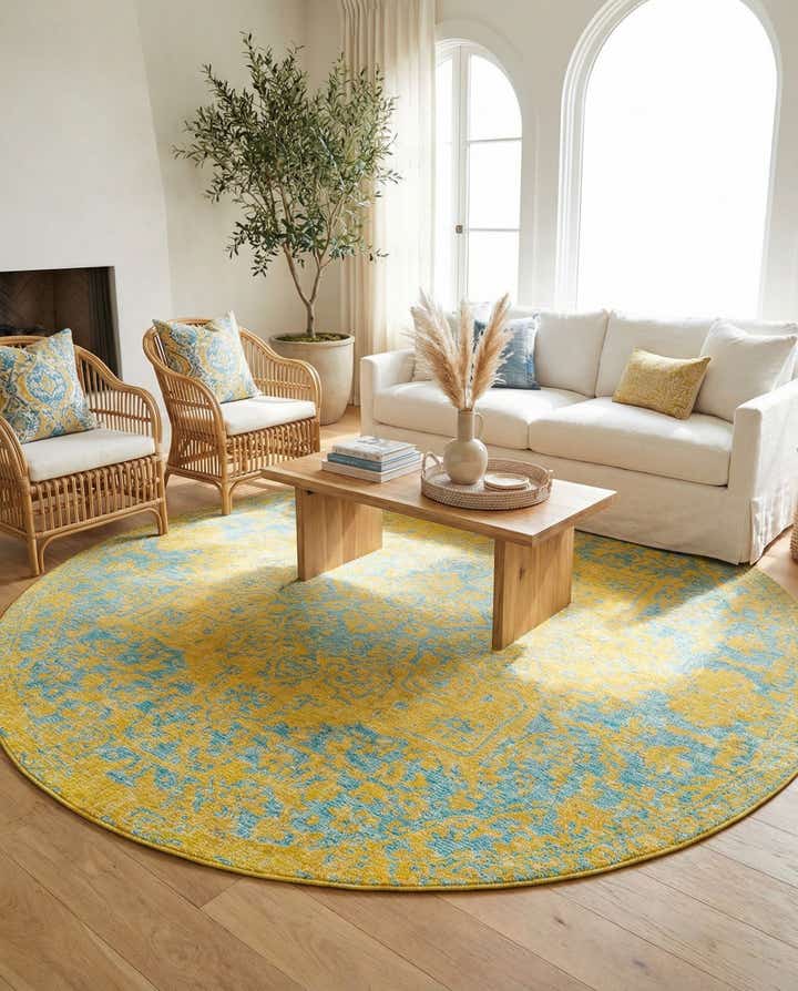 10' 8 x 10' 8 Easy-Clean Jill Zarin Dubai Indoor / Outdoor Round Rug