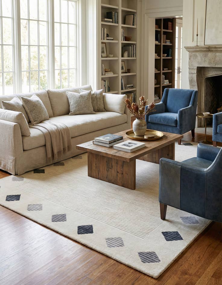 Detail image of 6' 8 x 10'  Hand Knotted Darya Wool Rug