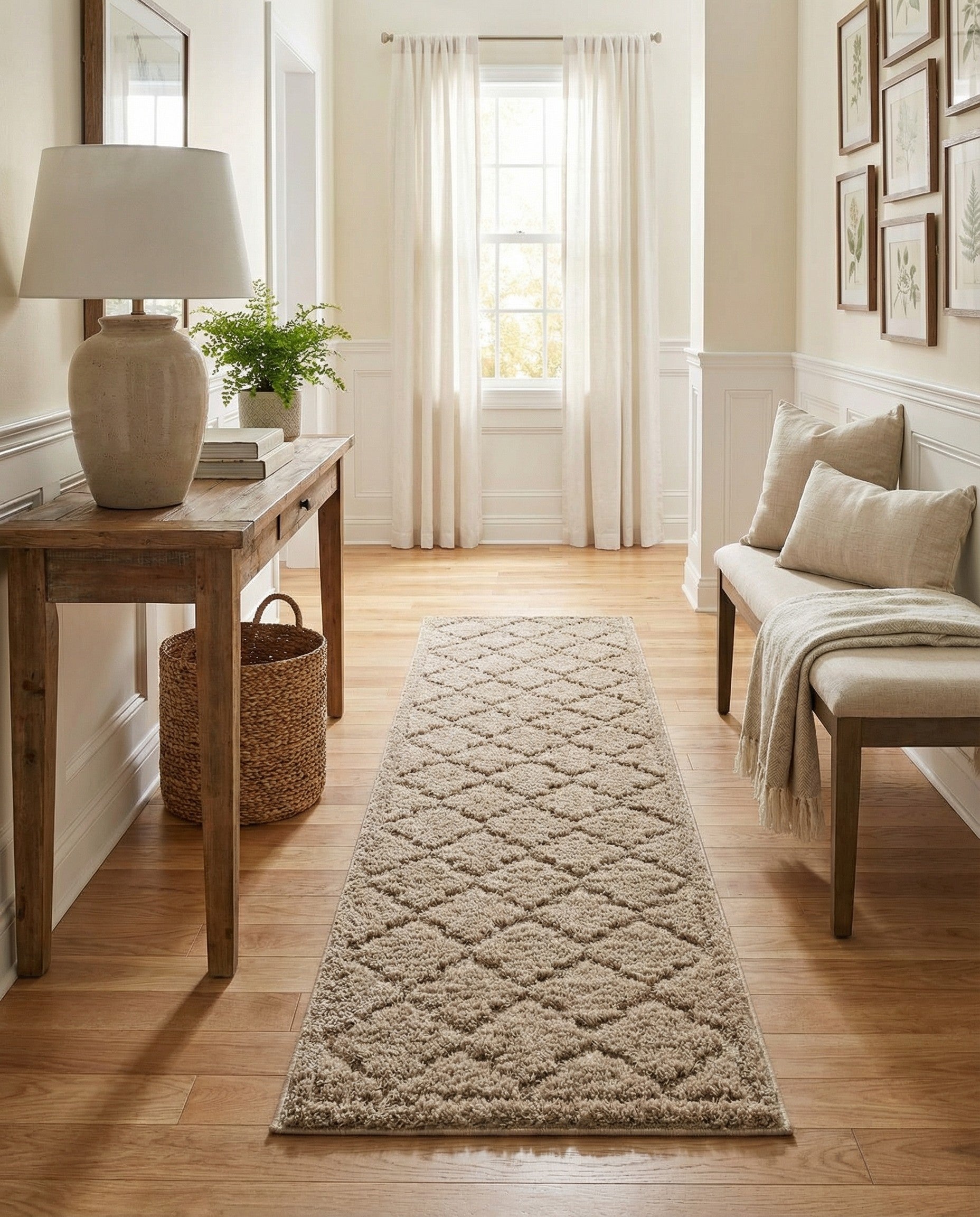  2' 7 x 10' Lattice Shag Runner Rug