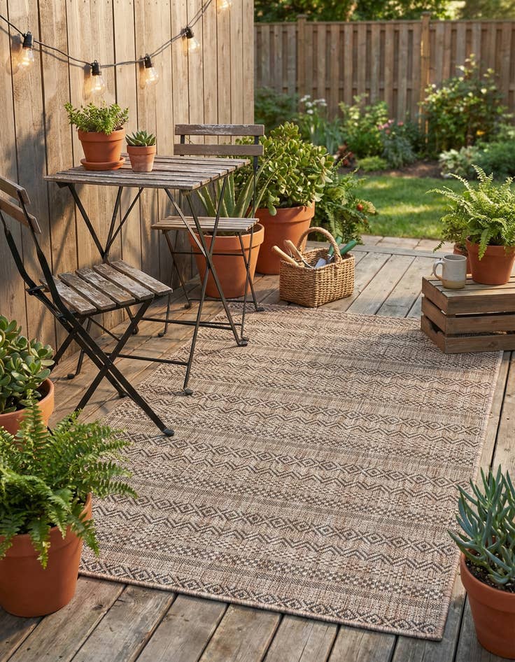 Detail image of 3' x 5' 3  Washable Striped Indoor / Outdoor Rug