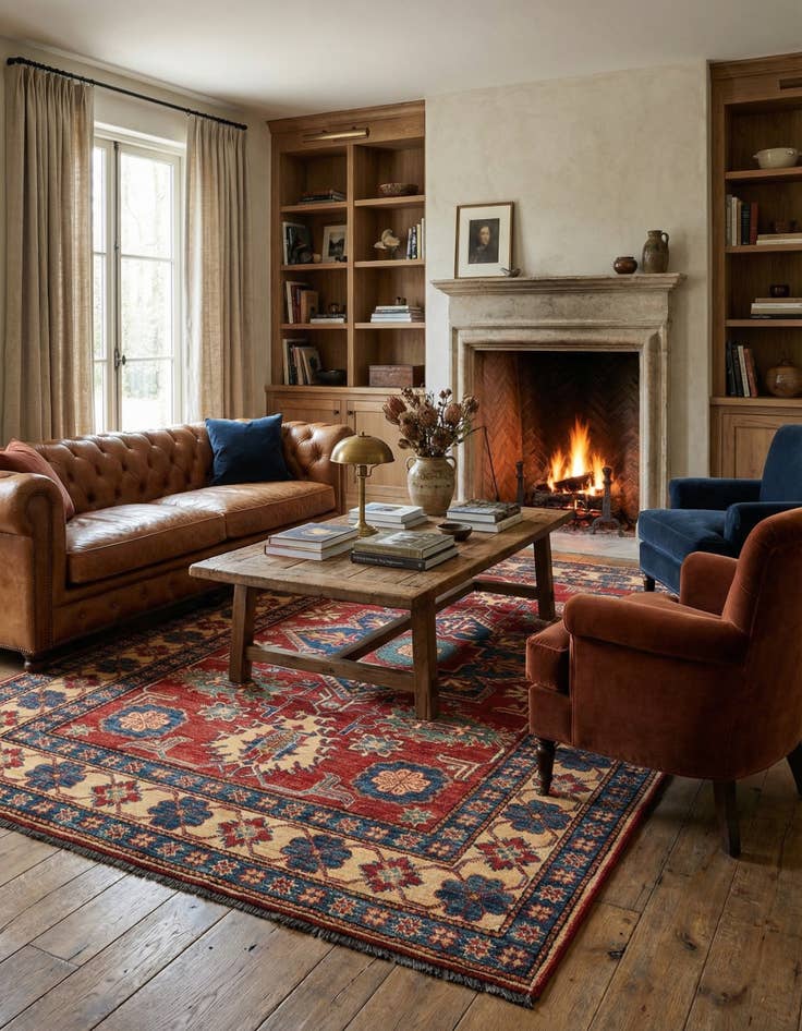 Detail image of  4' 6 x 6' 10  Hand Knotted Kazak Wool Rug