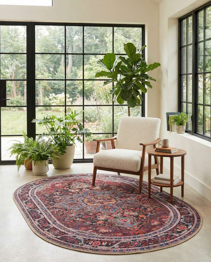 4' x 6' Washable Timeless Oval Rug