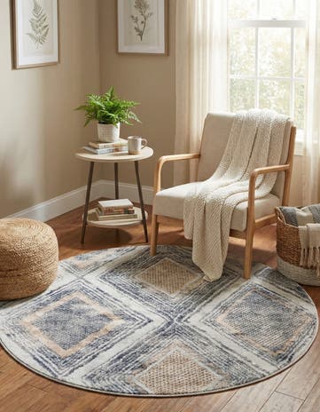 Gray Cream Caspian Round Rug