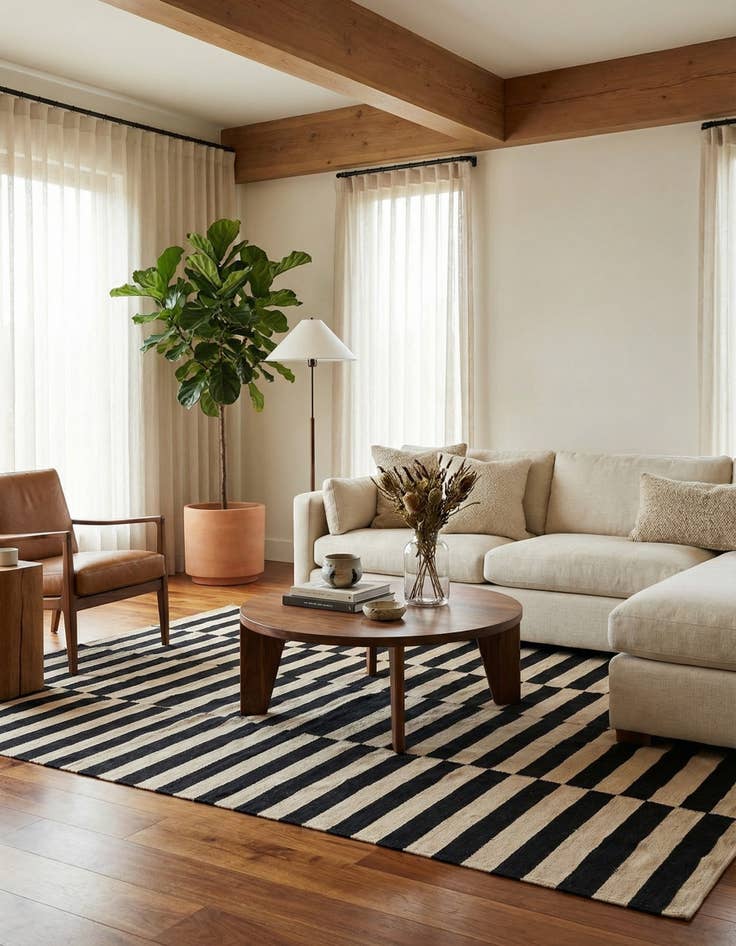 Detail image of  5' 5 x 7' 7  Hand Woven Kilim Modern Wool Rug