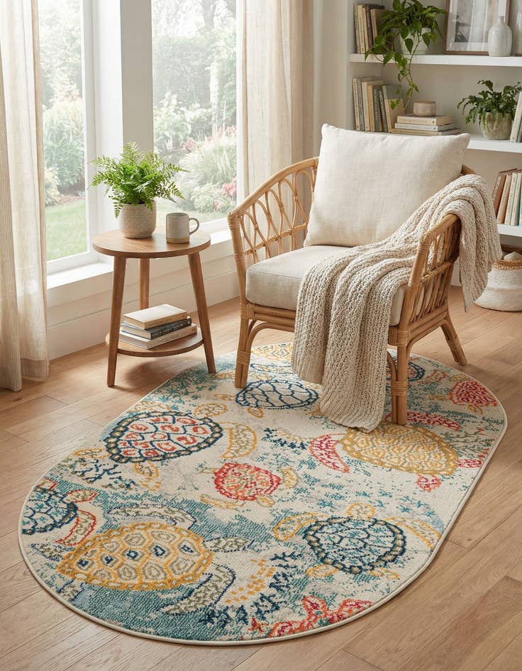 Detail image of 3' 3 x 5' 3  Washable Capri Oval Rug